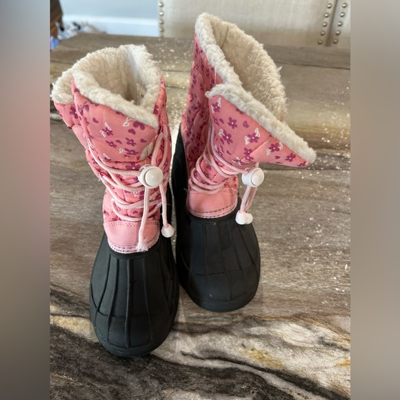 Zulily Pink Floral Snow/Winter Boots- Size 1 - Picture 1 of 5